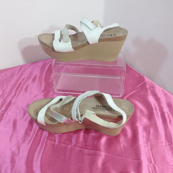 Naot Canaan White/Silver Leather Wedge Sandals 23025 Women’s 8US/39 EUR. - Picture 2 of 7